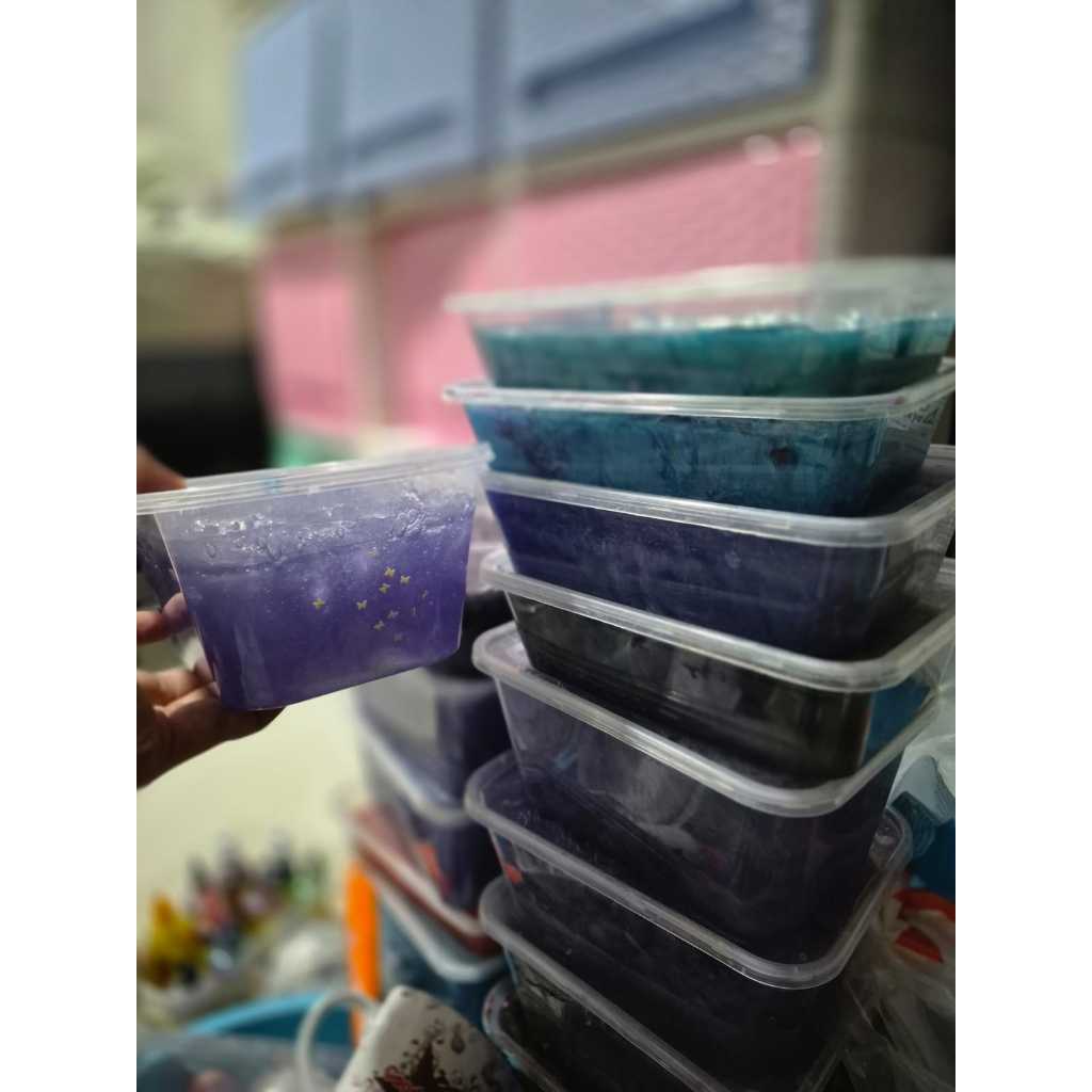 JIGGLY SLIME BY UBI SLIME RANDOM WARNA isi 500cc / Isi 1000cc kemasan thinwall / slime isi 500ml ata