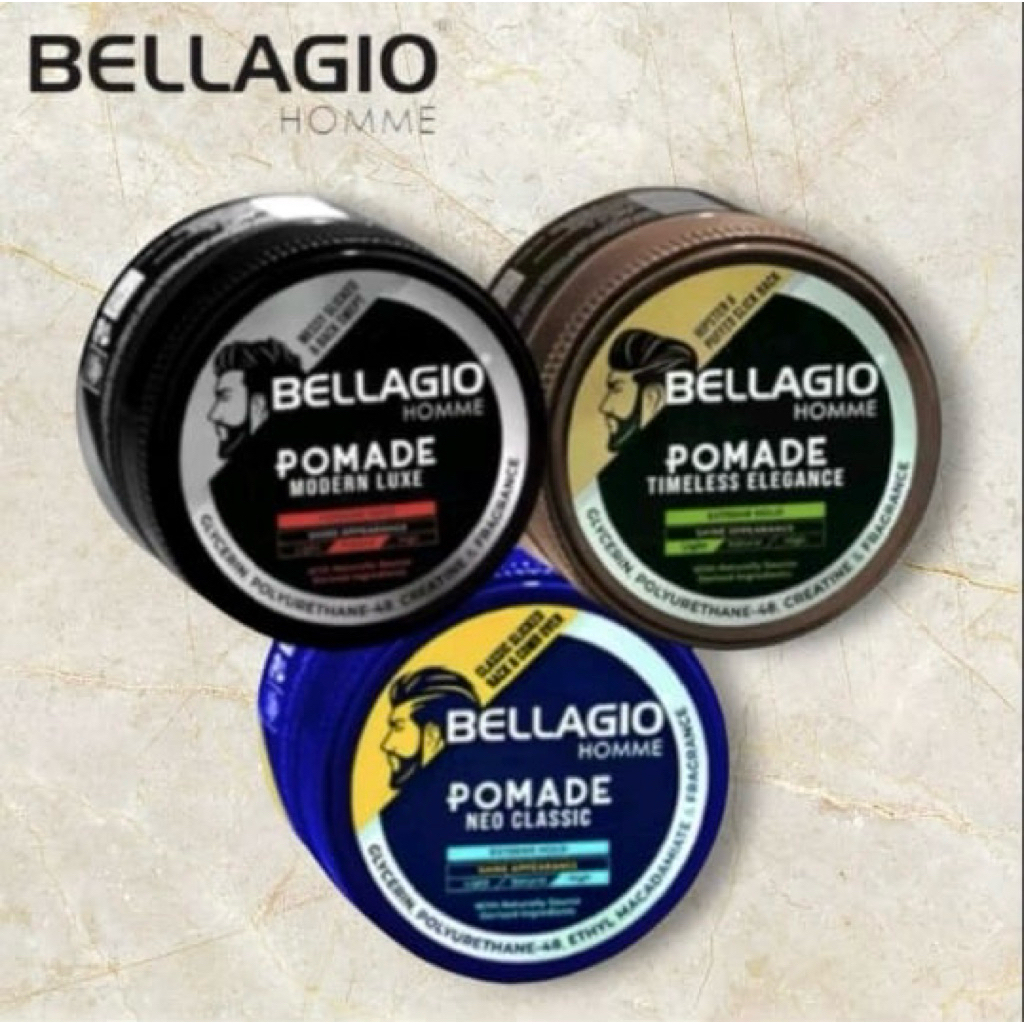 BELLAGIO HOMME POMADE 80 GR - POMADE WATER BASE STYLING GEL UNTUK RAMBUT PRIA
