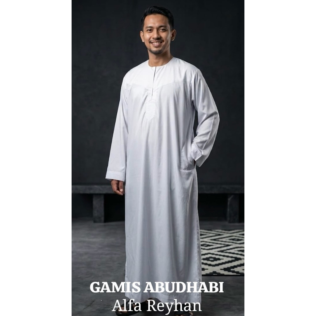 Gamis Pria AbuDhabi Kancing Klik | Gamis Pria OMAN | Jubah Pria Abu Dhabi