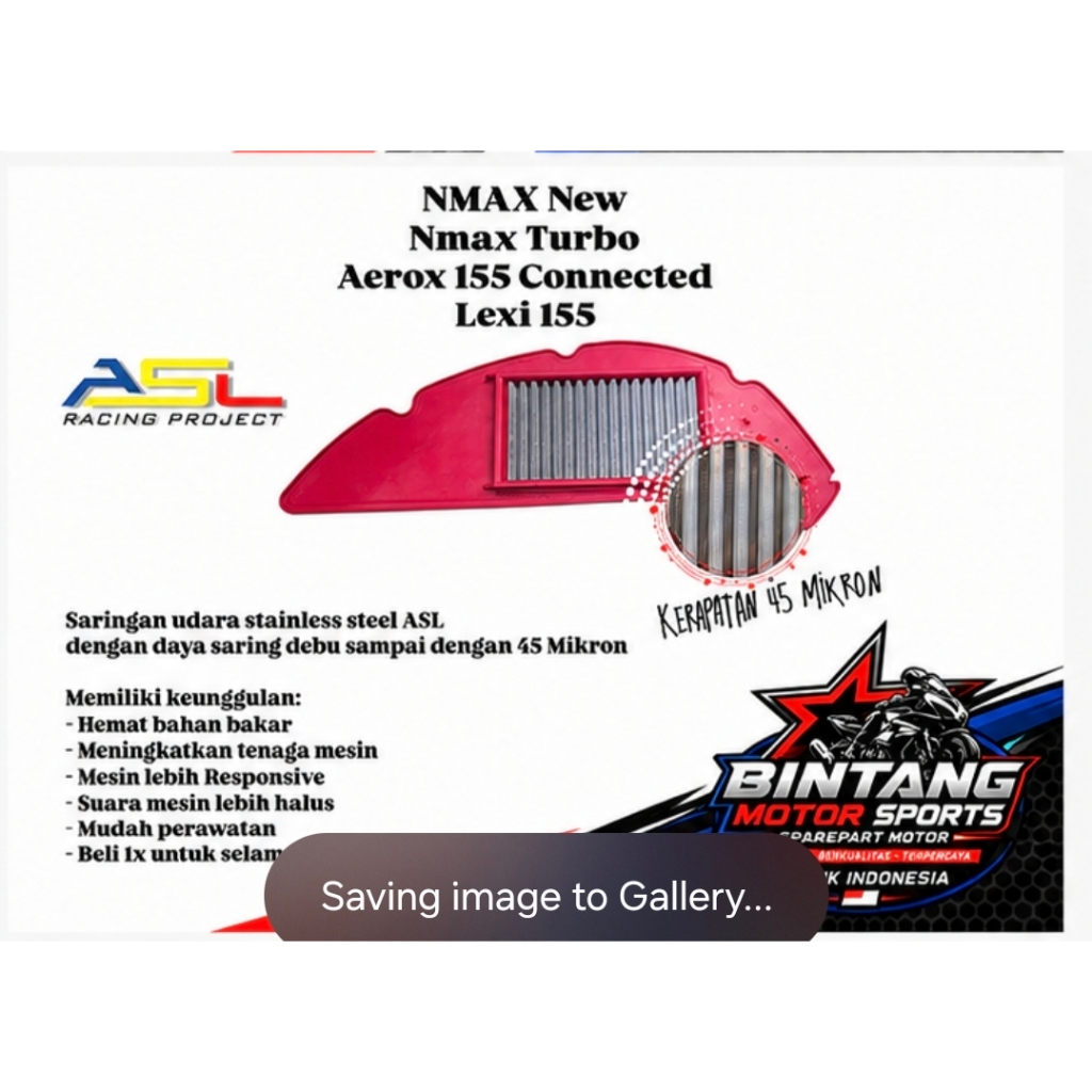 ASL Filter Udara Stainless Motor NMax Aerox Lexi 155