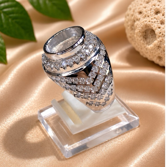 Ring/Emban Cincin Alpaka Microsetting Tanam 10x8 mm