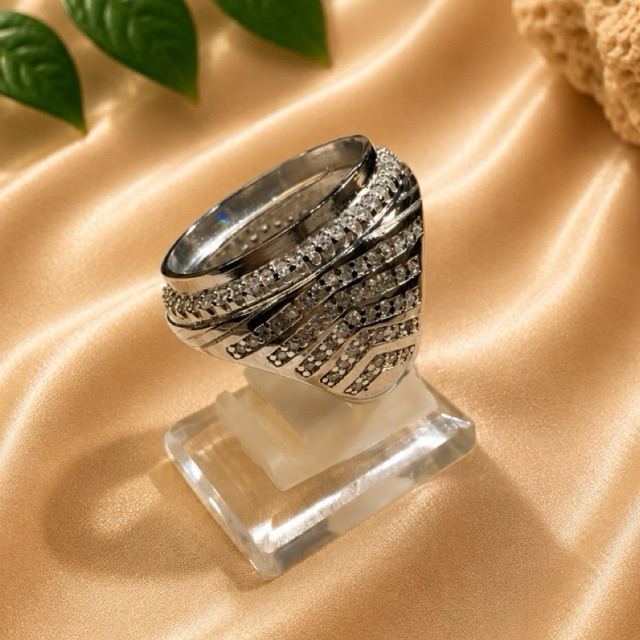 Ring/Emban Cincin Alpaka Microsetting Tanam 25x18 mm