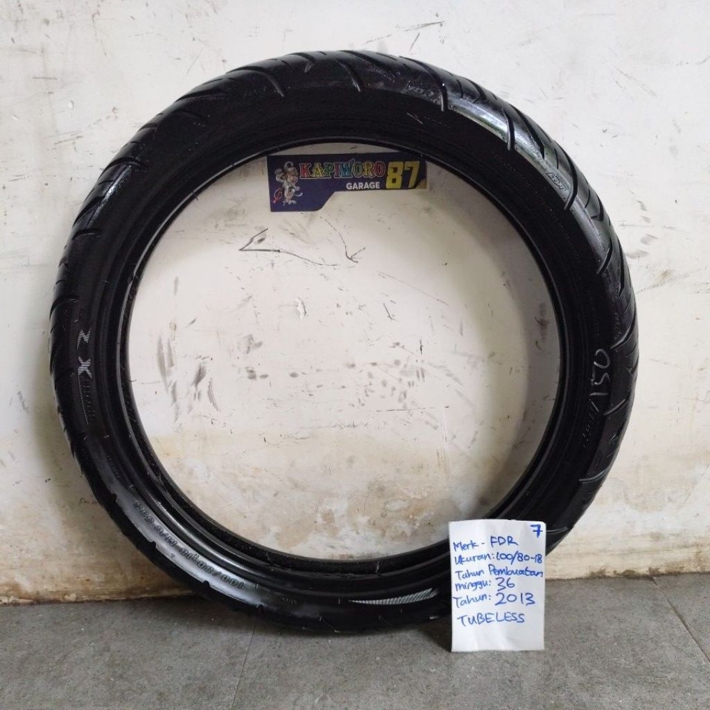 ban bekas,,, FDR... TUBELESS ukuran 100/80-18