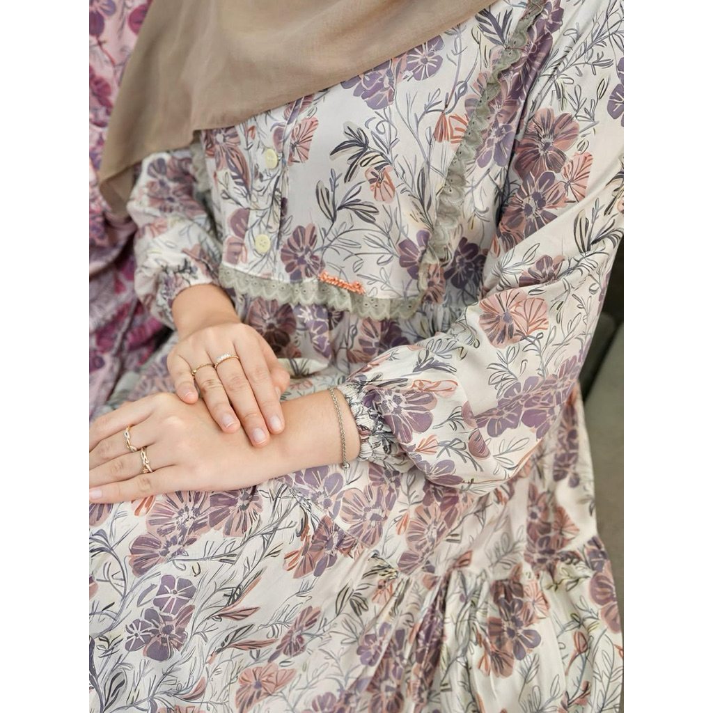 Midi dress salvina ys ori motif bunga