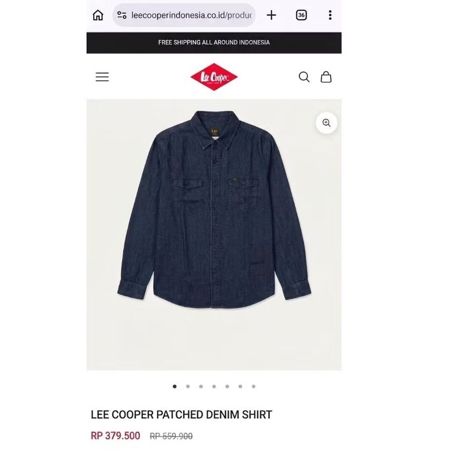 Kemeja Denim Lee Cooper 101+, Kemeja Pria Lengan Panjang