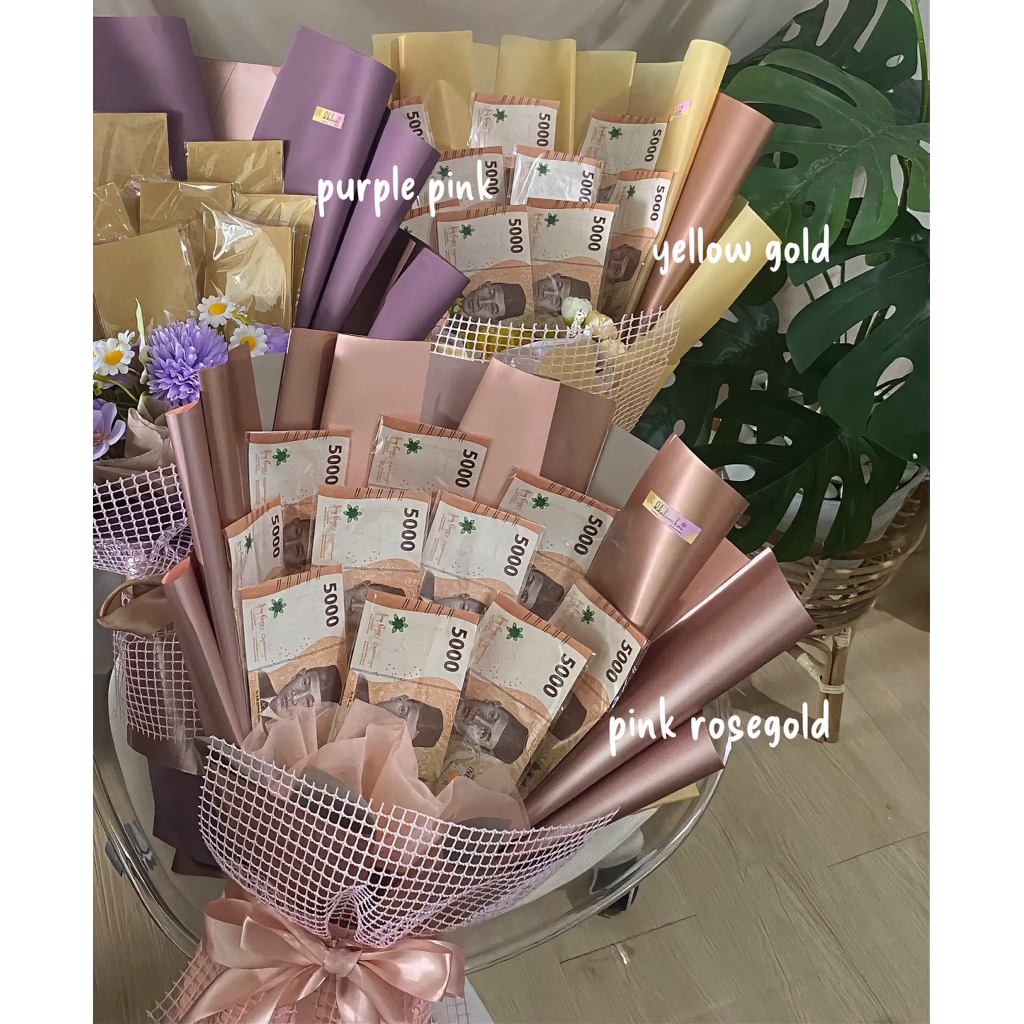 Buket Uang 10 Lembar Custom | Money Bouquet Bandung Cimahi | Kado Wisuda Ulang Tahun Lamaran Murah