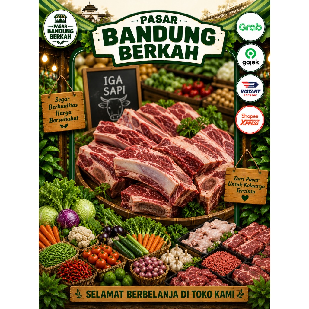 Iga sapi / iga sapi lokal dengan tulang rusuk 500 grm/ Pasar Bandung Berkah