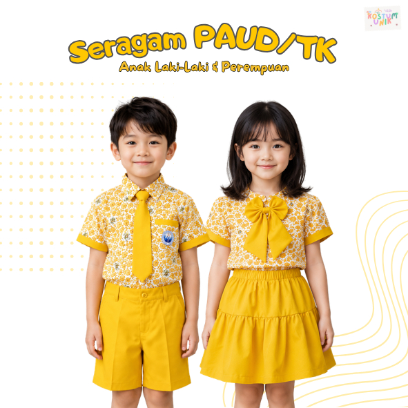 Seragam Sekolah Batik Paud Nasional Warna Kuning Baju Batik PAUD Kuning Setelan Seragam Batik TK Ana