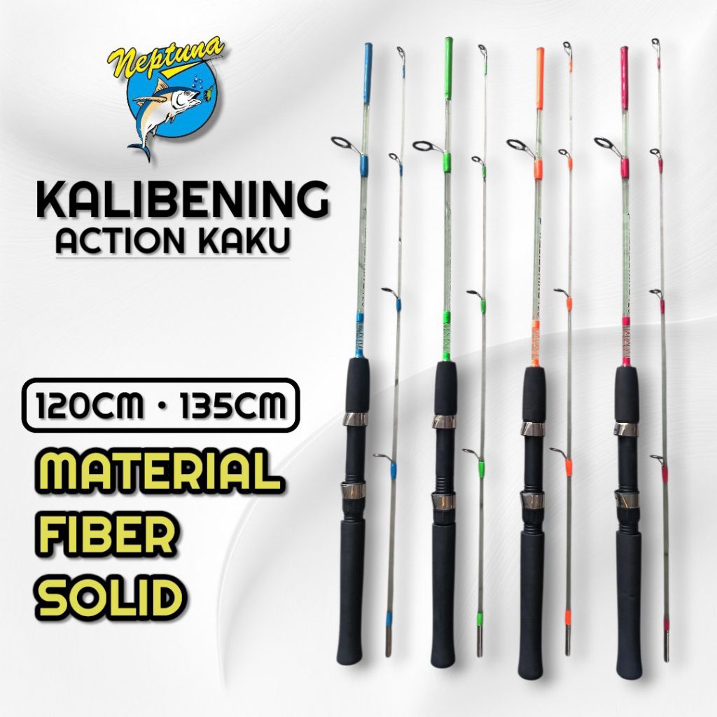 Joran Pancing Fiber Solid Transparan Bening Neptuna Kali Bening Full Eva 120 135 cm medium kaku
