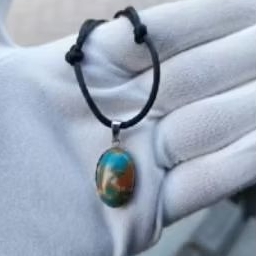 kalung batu akik pirus pancawarna tali hitam