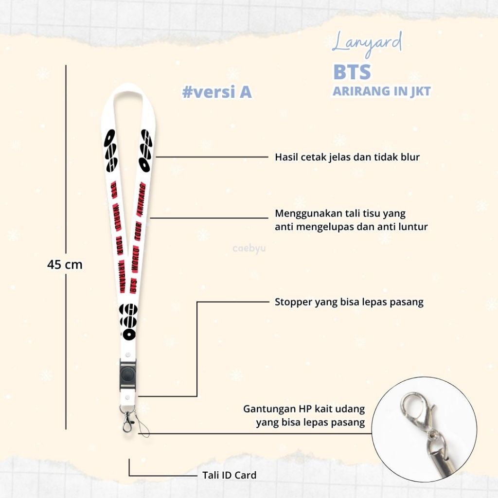 READY STOCK Lanyard BTS ARIRANG versi A in Jakarta Kpop world tour Konser JKT Indonesia INA army K-P
