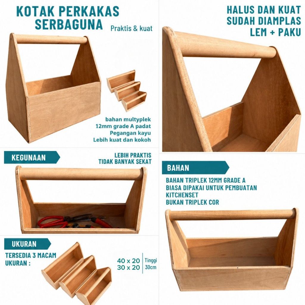 kotak kayu serebaguna tool box perkakas