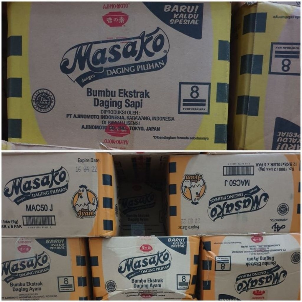 Masako ayam dan Masako sapi 8,5g || harga perkarton