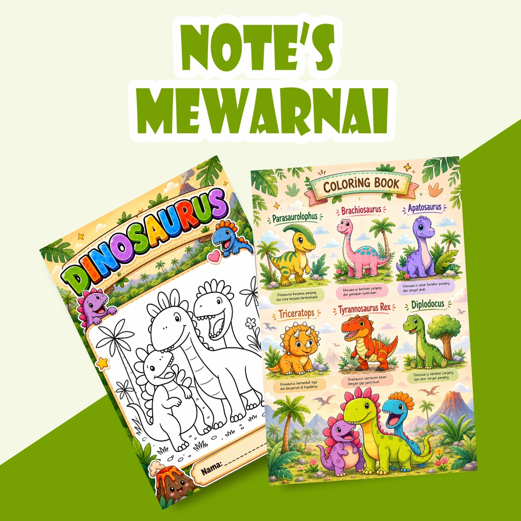Buku Mewarnai Anak Dinosaurus - Buku Kecil Tema Dinosaurus