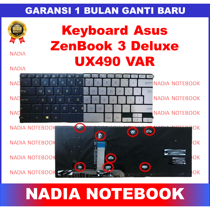 Keyboard Asus ZenBook 3 Deluxe UX490 UX490CA UX490U UX490UA UX490UAK UX490UAR Dark Blue Backlight