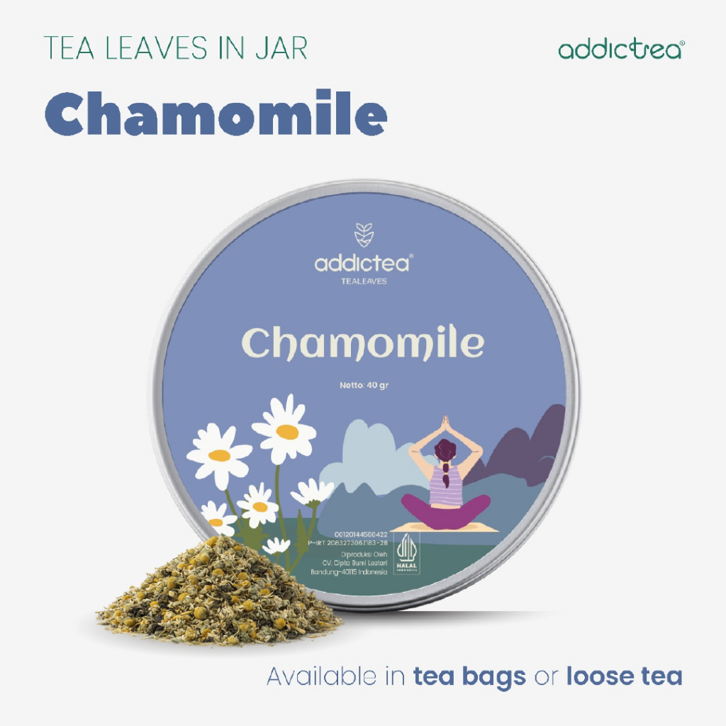 Addictea Special Tea leaves - Chamomile | Artisan Tea - Greentea | Kemasan Jar 8 Tea Bag & Jar Loose