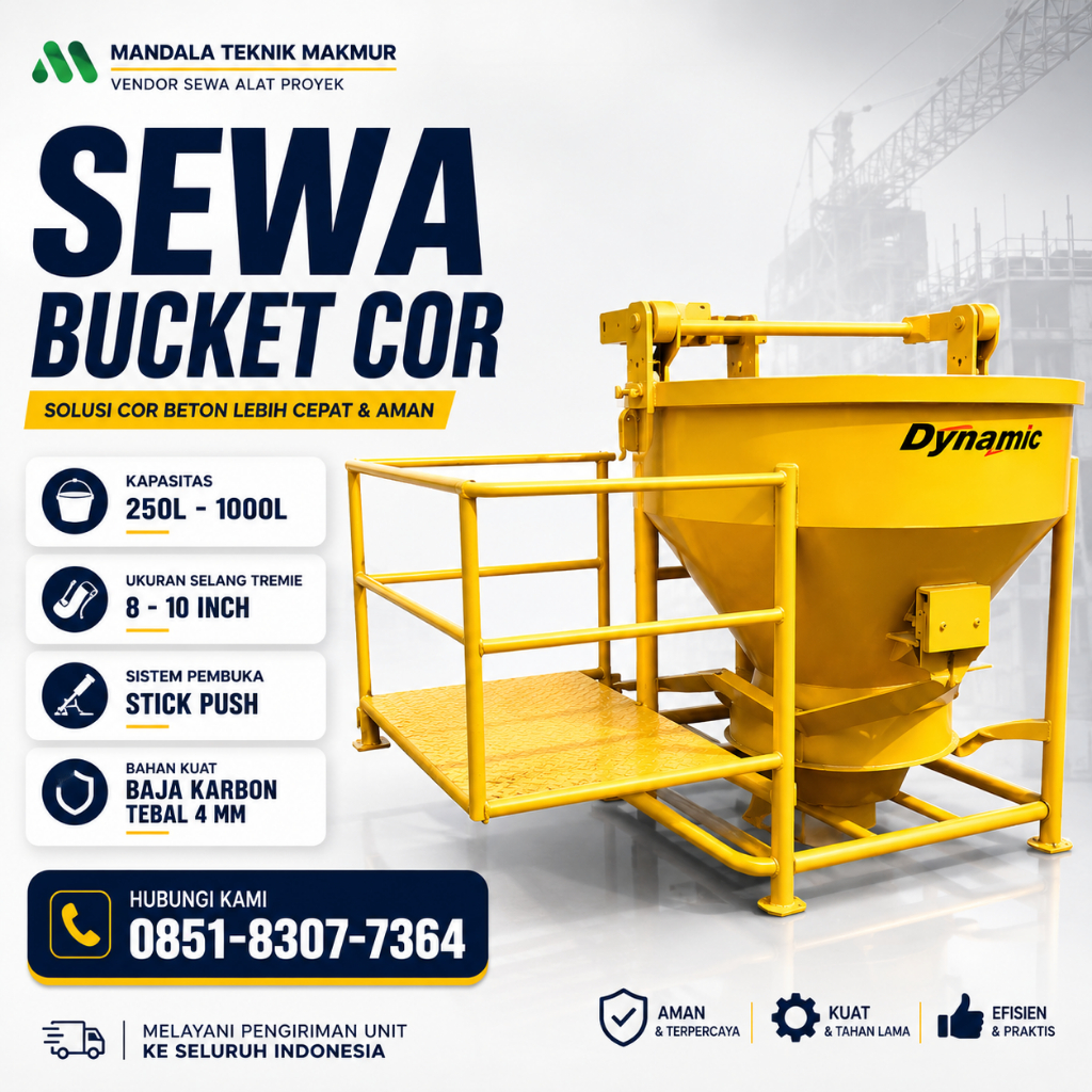 Bucket Cor Kapasitas 1m3 disewakan di Sumedang