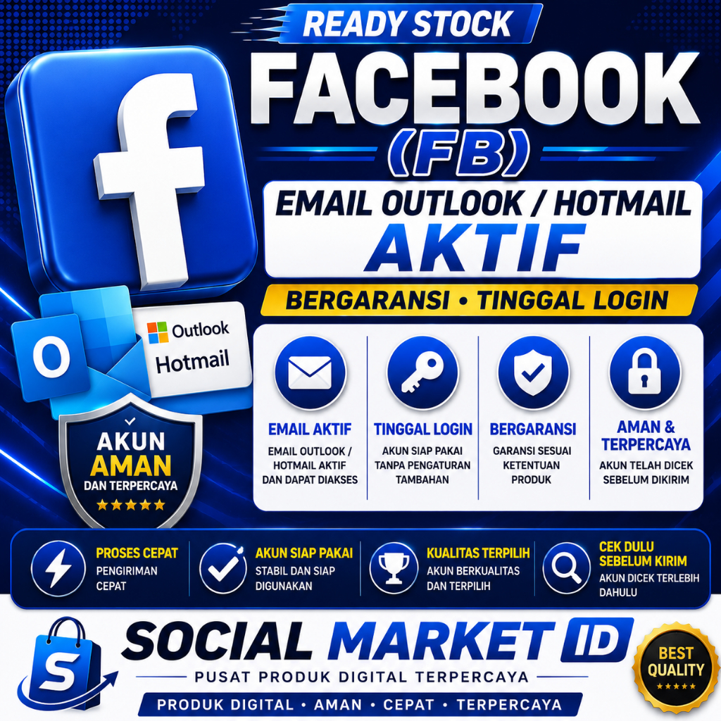AKUN FACEBOOK (FB) EMAIL AKTIF | OUTLOOK/HOTMAIL AKTIF | SIAP LOGIN | 2FA OFF | GARANSI