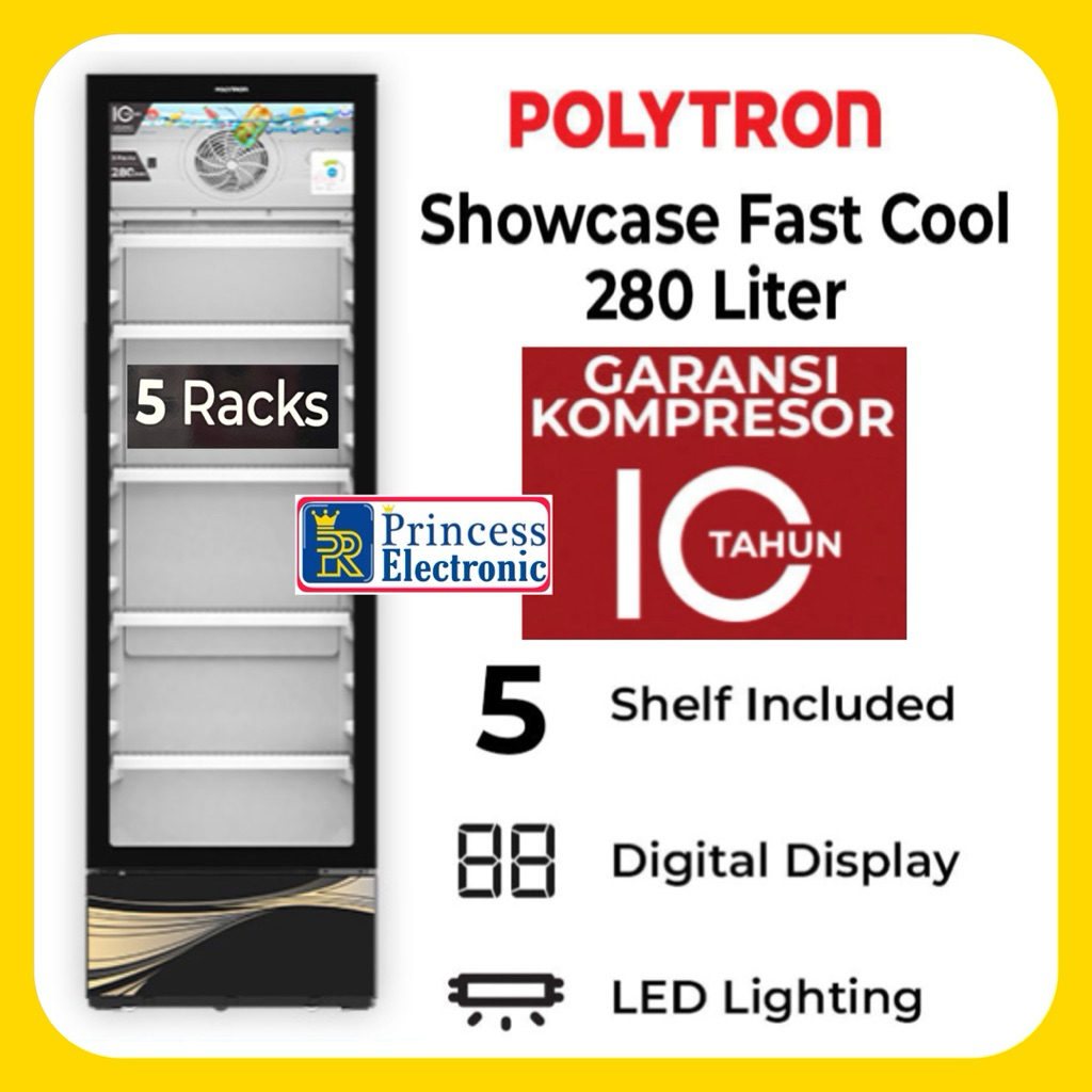 Showcase Lemari pendingin minuman Polytron 5 Rak 280 Liter