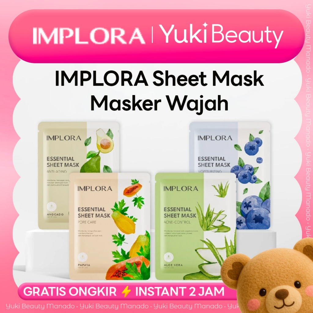 YUKI Manado • IMPLORA Essential Sheet Mask Masker Wajah