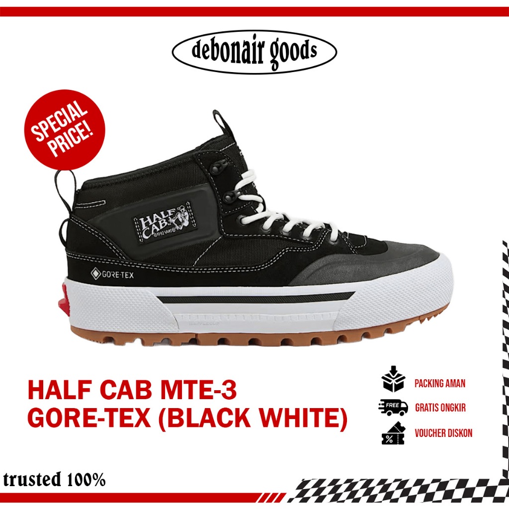 SEPATU SNEAKER HIKING HALF CAB MTE-3 GORE-TEX BLACK WHITE