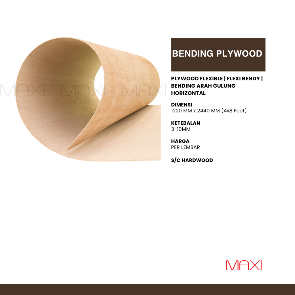 PLYWOOD FLEXIBLE I FLEXI I BENDY I BENDING - Arah Gulung Horizonta I Vertikal -122 x 244 cm - | 3mm 