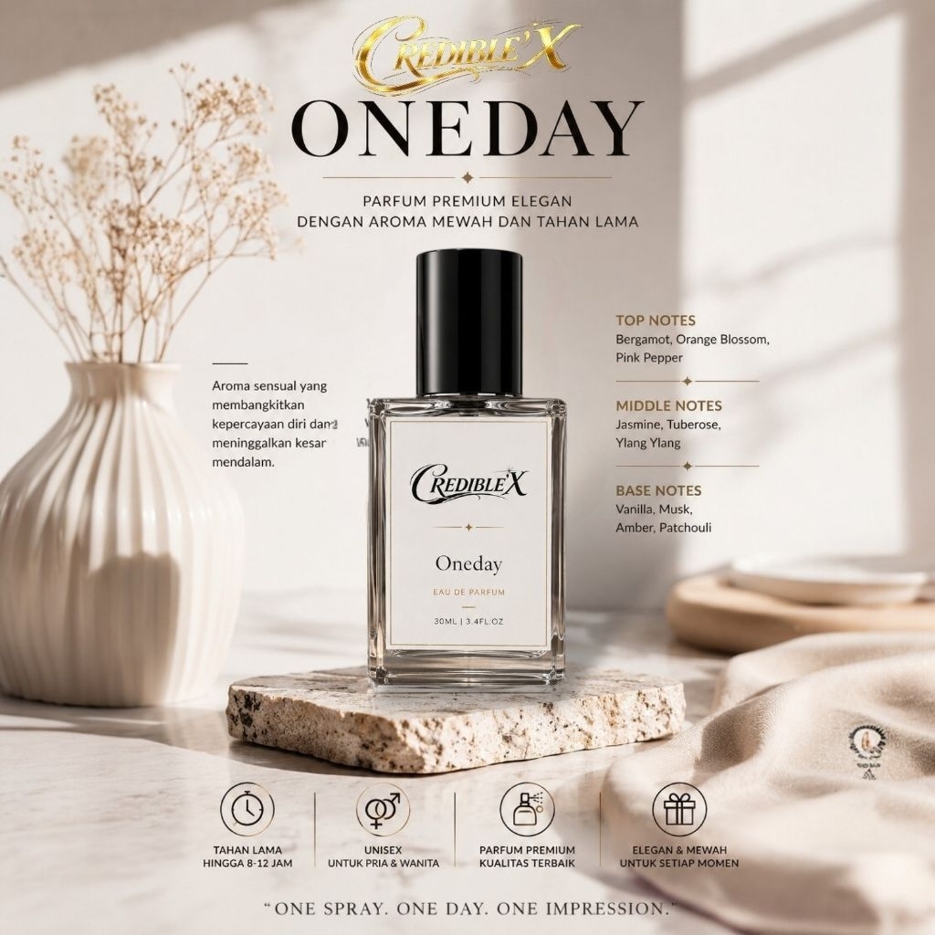 CREDIBLE'X Oneday – Parfum Premium Elegan dengan Aroma Mewah dan Tahan Lama