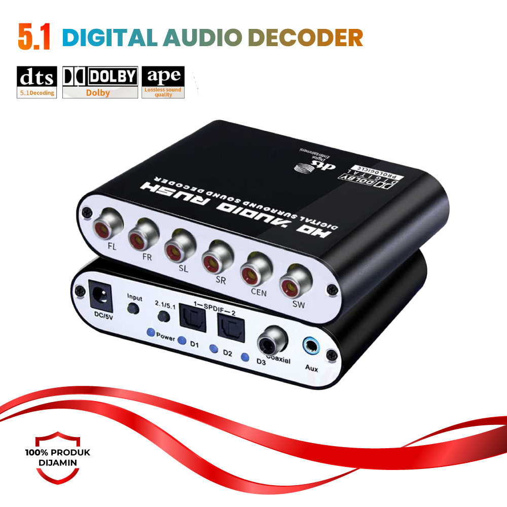Decoder Digital Surround to Active Speaker 5.1 Converter DTS Dolby