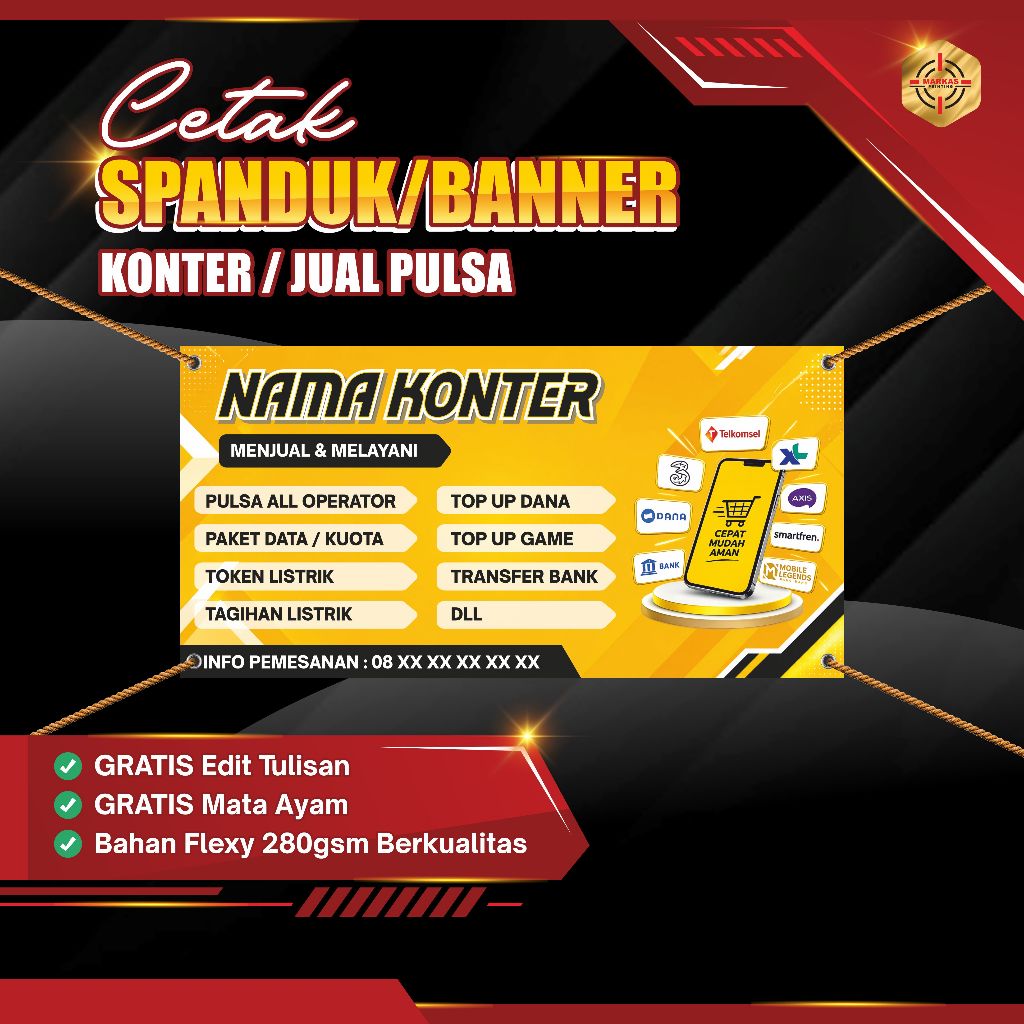 Print / Cetak Spanduk Konter Jualan Pulsa dan Token Listrik