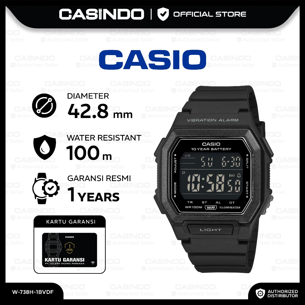 CASIO Jam Tangan Pria W-738H-1BVDF Digital