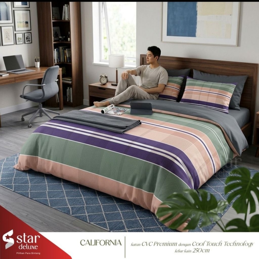 Sprei Katun Star motif California