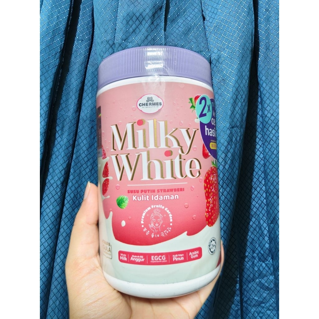 [READY] Milky White Susu Bubuk Rasa Strawberry Mencerahkan Chermes