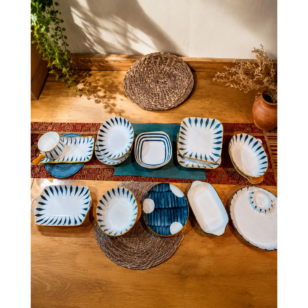 Piring Keramik Bulat Piring Keramik Vintage Jepang Modern Microwave Tahan Panas Cantik Piring Kerami