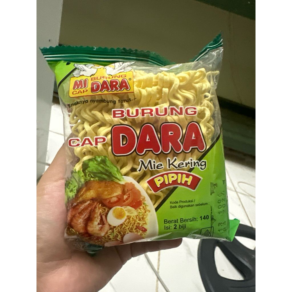 mie burung dara hijau / mie burung dara pipih