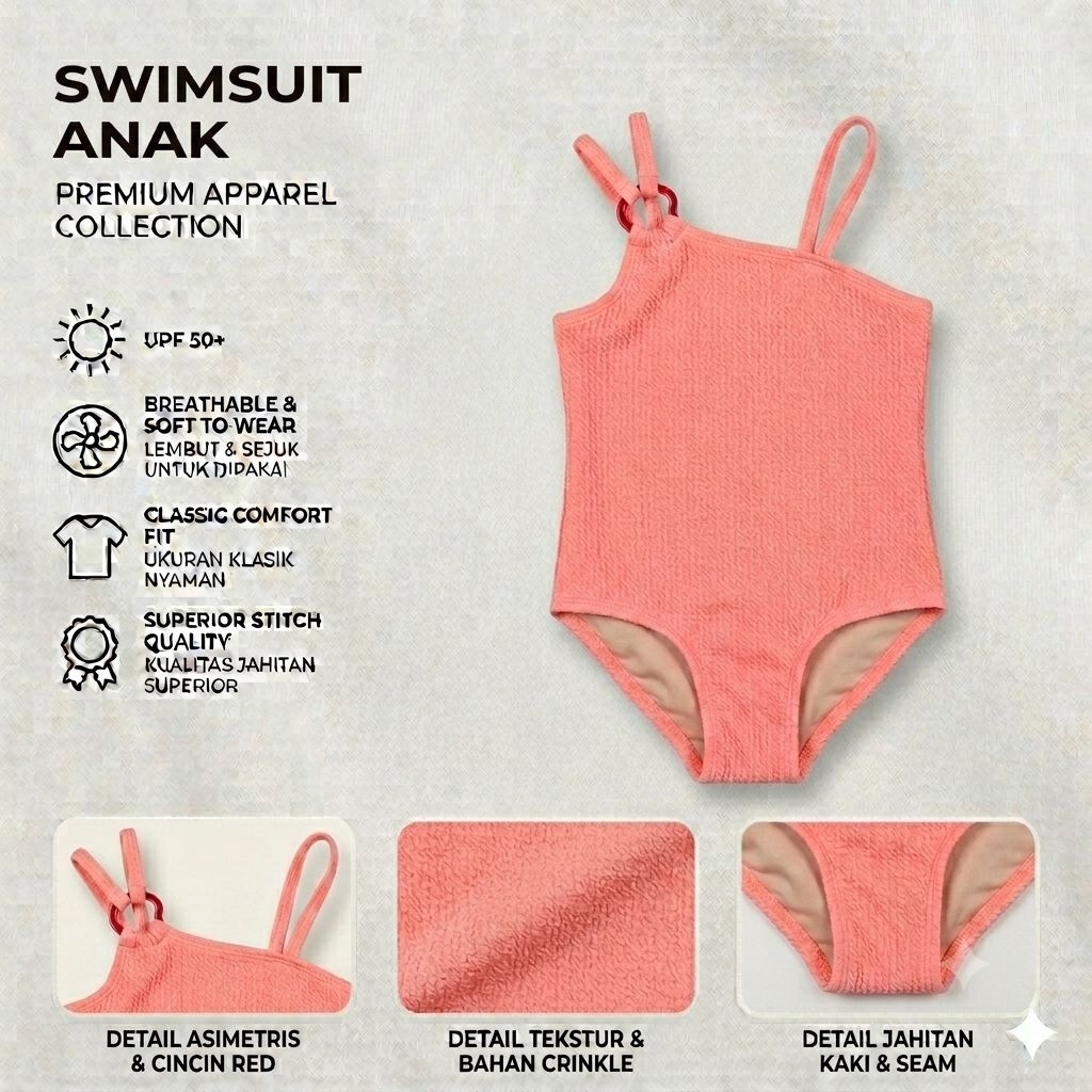 SWIMSUIT ANAK CRINKLE/ SWIMSUIT ANAK PEREMPUAN MURAH/ SWIMSUIT ANAK CEPAT KERING DAN LEMBUT/ SWIMSUI