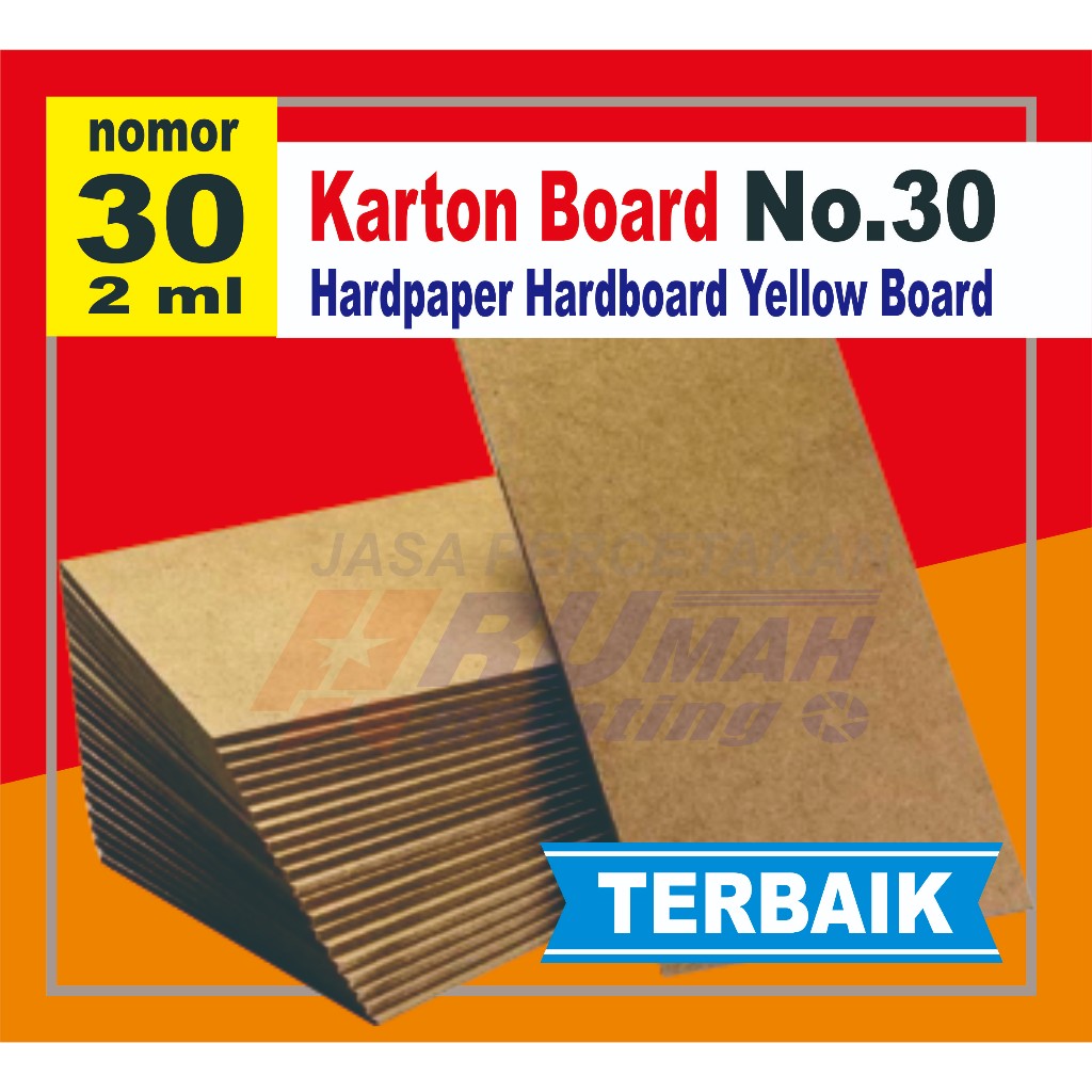 Kertas Karton Board A4 & F4 No.30 Hardpaper Hardboard Yellow Board A4 & F4 Tebal  2 Mm