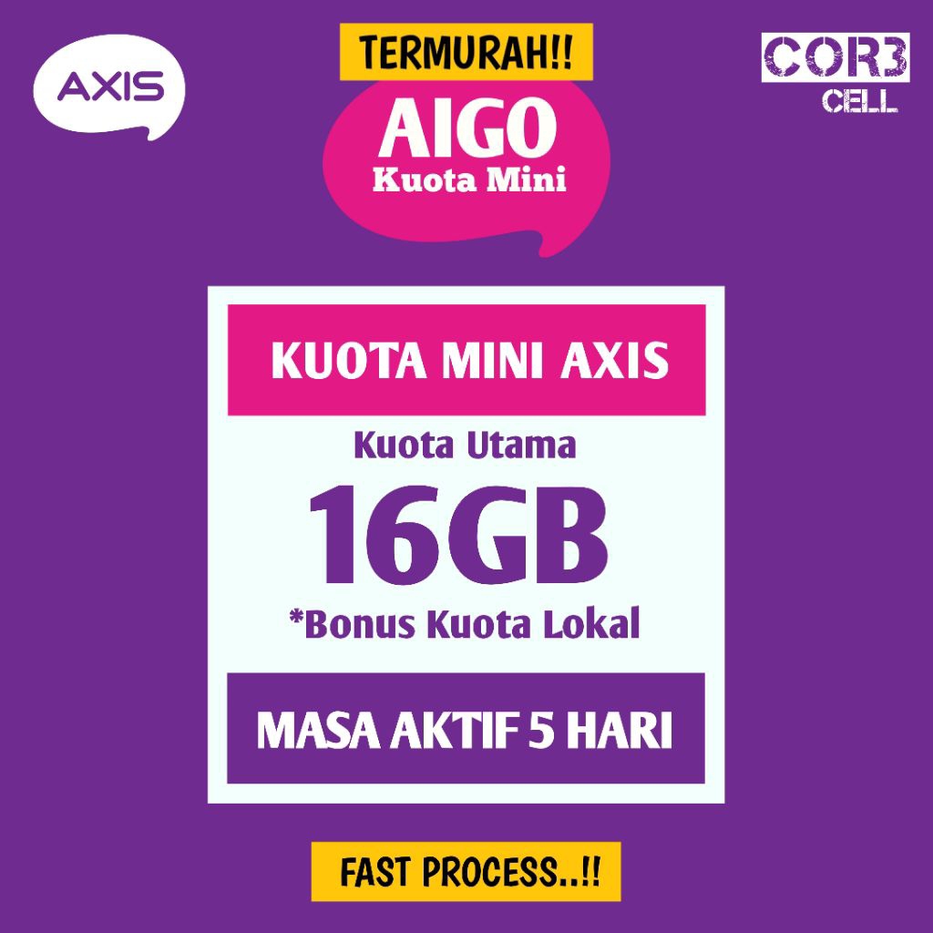 [PROMO] Paket Data Kuota Mini AXIS 16GB s/d 19GB 5 Hari