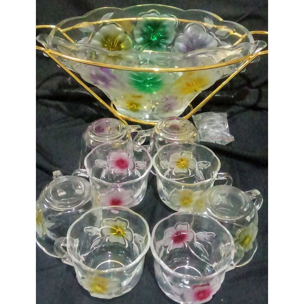 FRUIT MIX PUNCH BOWL BELING SET MOTIF BUNGA