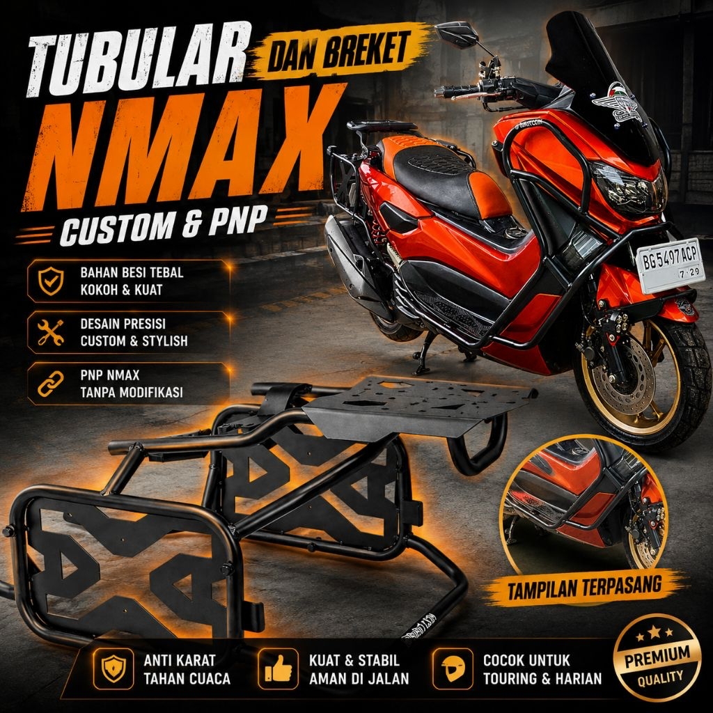 Tubular dan breket nmax old | crashbar nmax | dudukan box nmax old