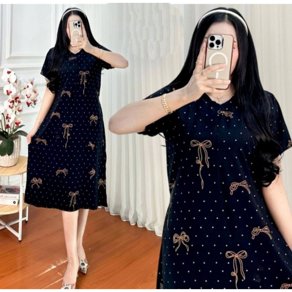 DASTER WANITA TERBARU BAHAN RAYON PREMIUM BUSUI MODEL RESLETING DEPAN DESTER MOTIF PITA CANTIK REMAJ