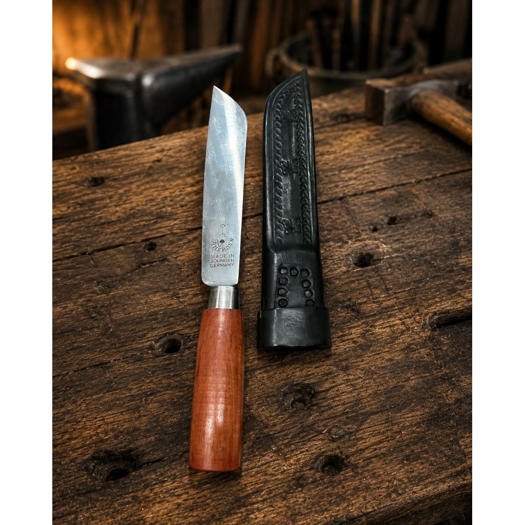 Pisau herder / cap garpu gagang kayu 7" asli buatan Solingen, Jerman