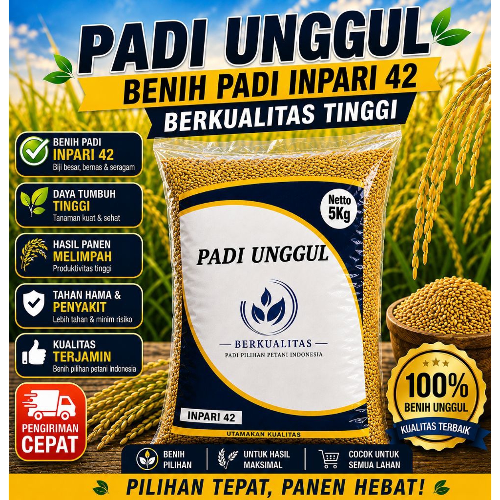 benih padi unggul Inpari 42 kemasan 5kg premium