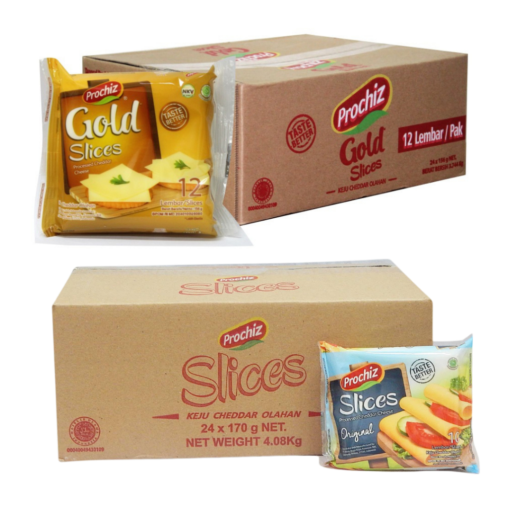 Keju Slice Prochiz Gold Cheddar Slice Keju Lembaran (isi 24) - KARTON