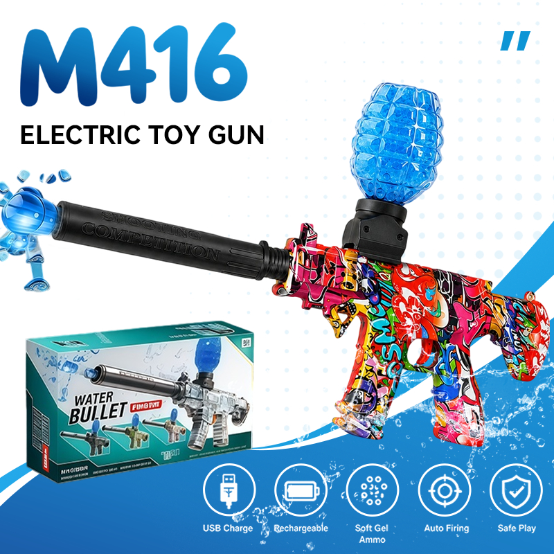 Mainan Pistol Anak M416 Water Gel Blaster Gun Elektrik Otomatis Rechargeable Outdoor Seru