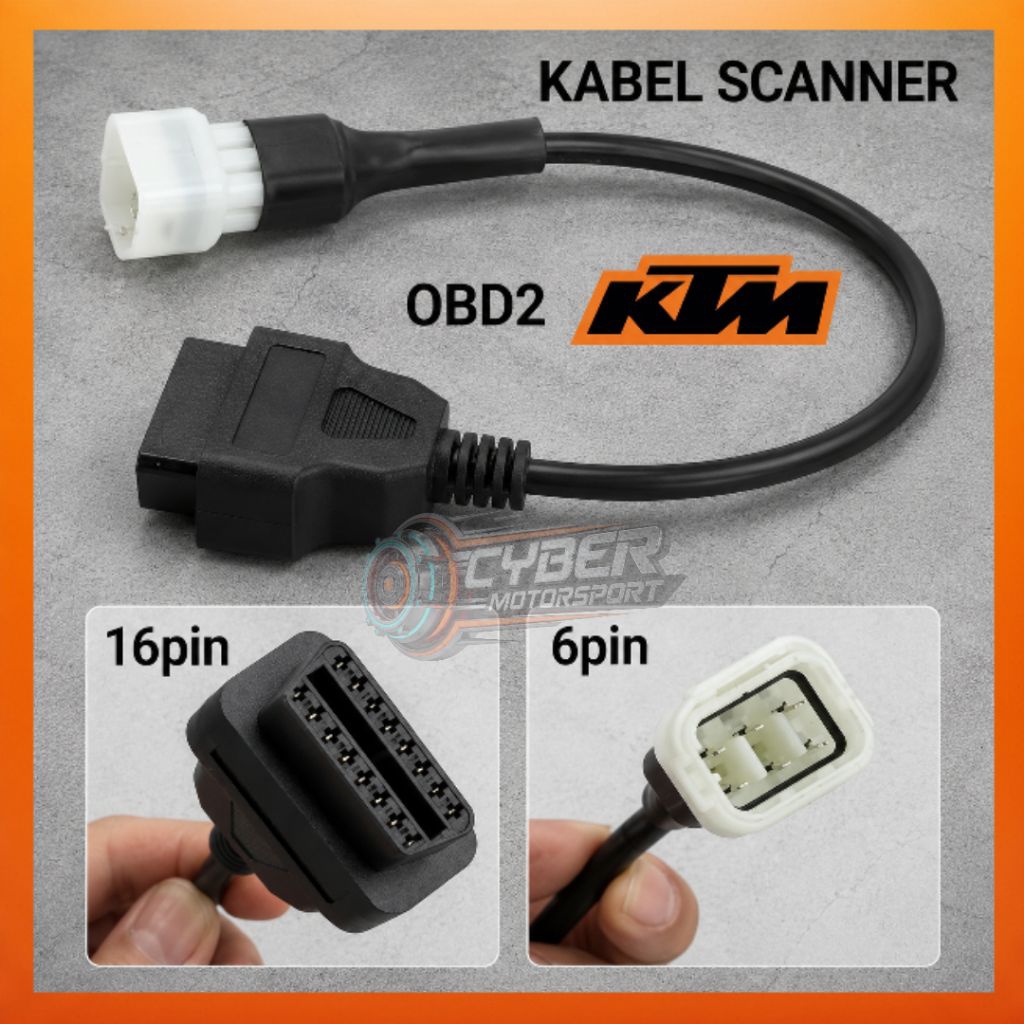 Kabel scanner motor KTM obd2 ke 6 pin. konektor scanner motor ktm.