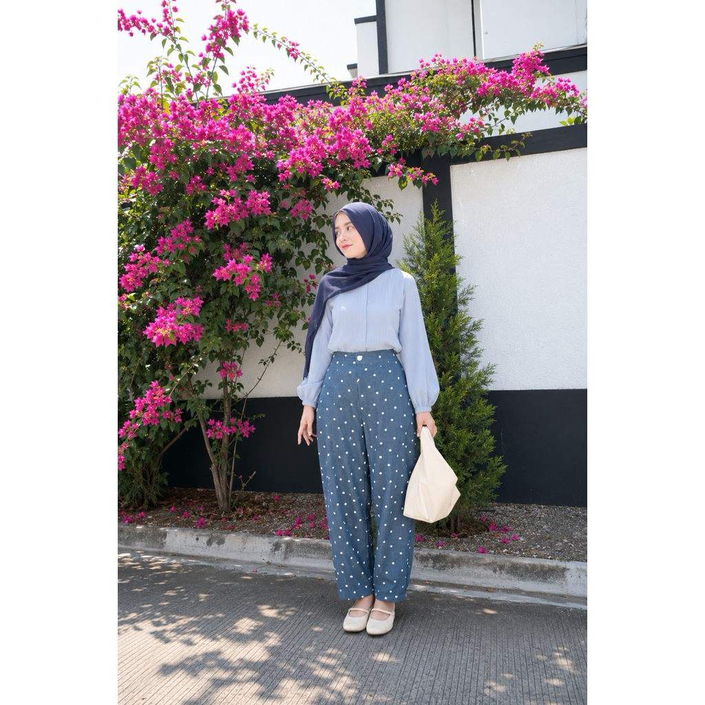 polka barrel pants | celana barrel polka | barrel pants