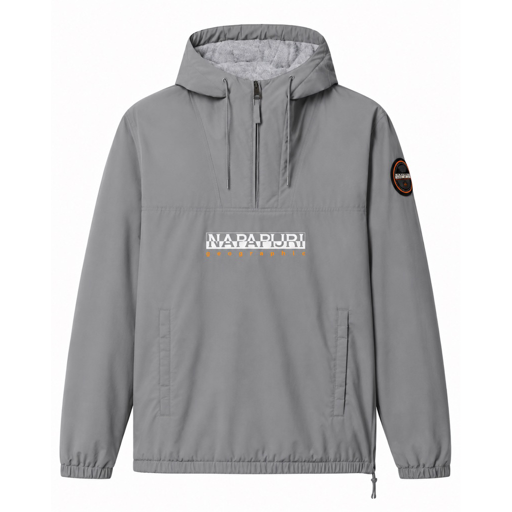 Napapijri Avergreen Anorak Winter Hooded Jacket In Med Grey