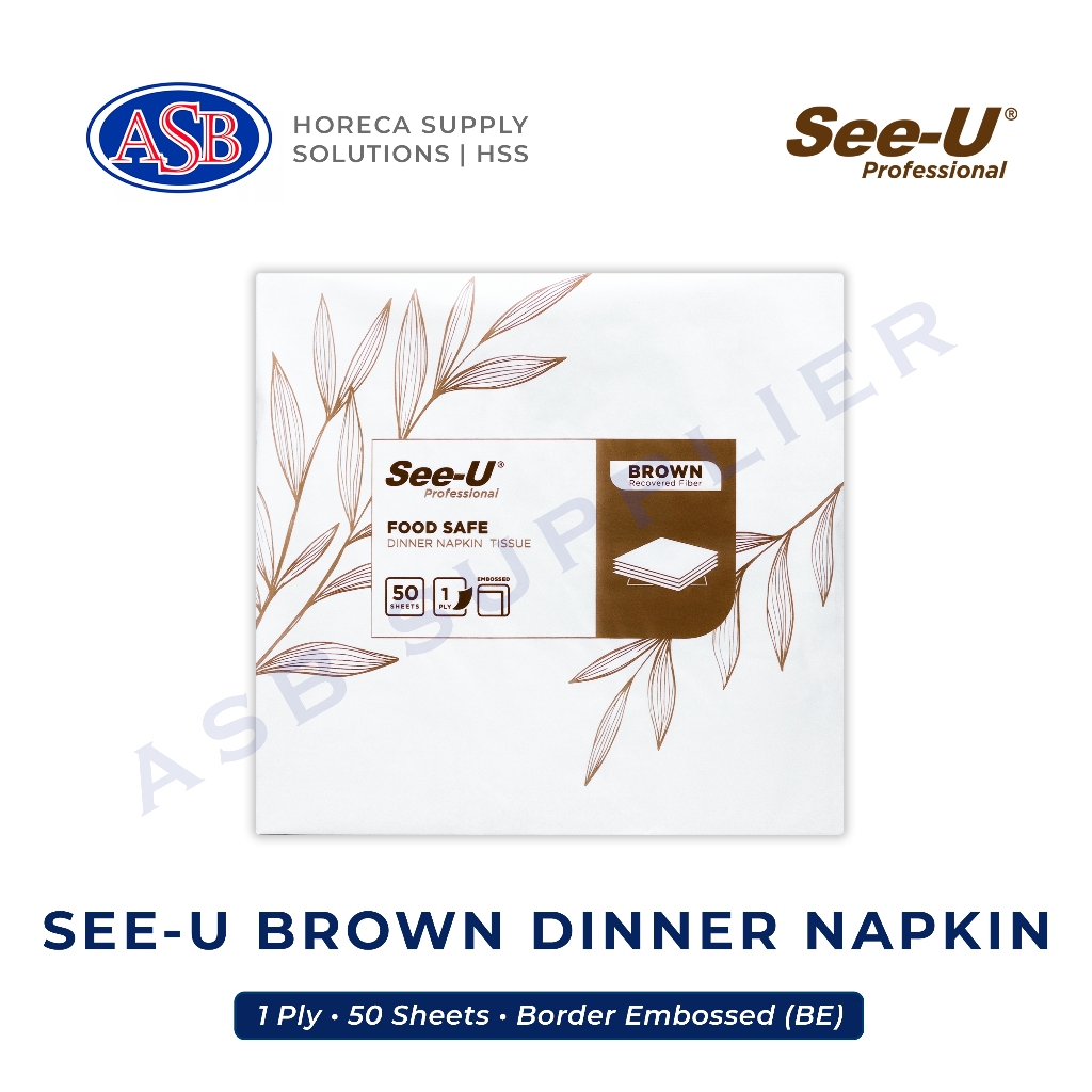 Tissue / Tisu SEE-U Brown Dinner Napkin (50 Sheets)