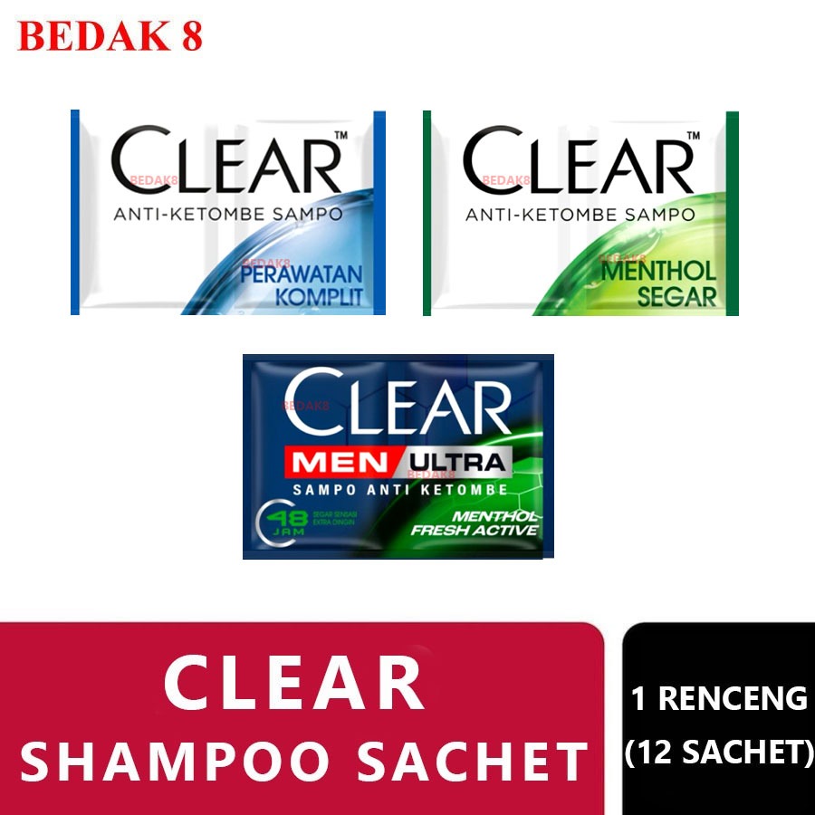 [12 SACHET] CLEAR Shampoo Sachet 9 gr 1 Renceng