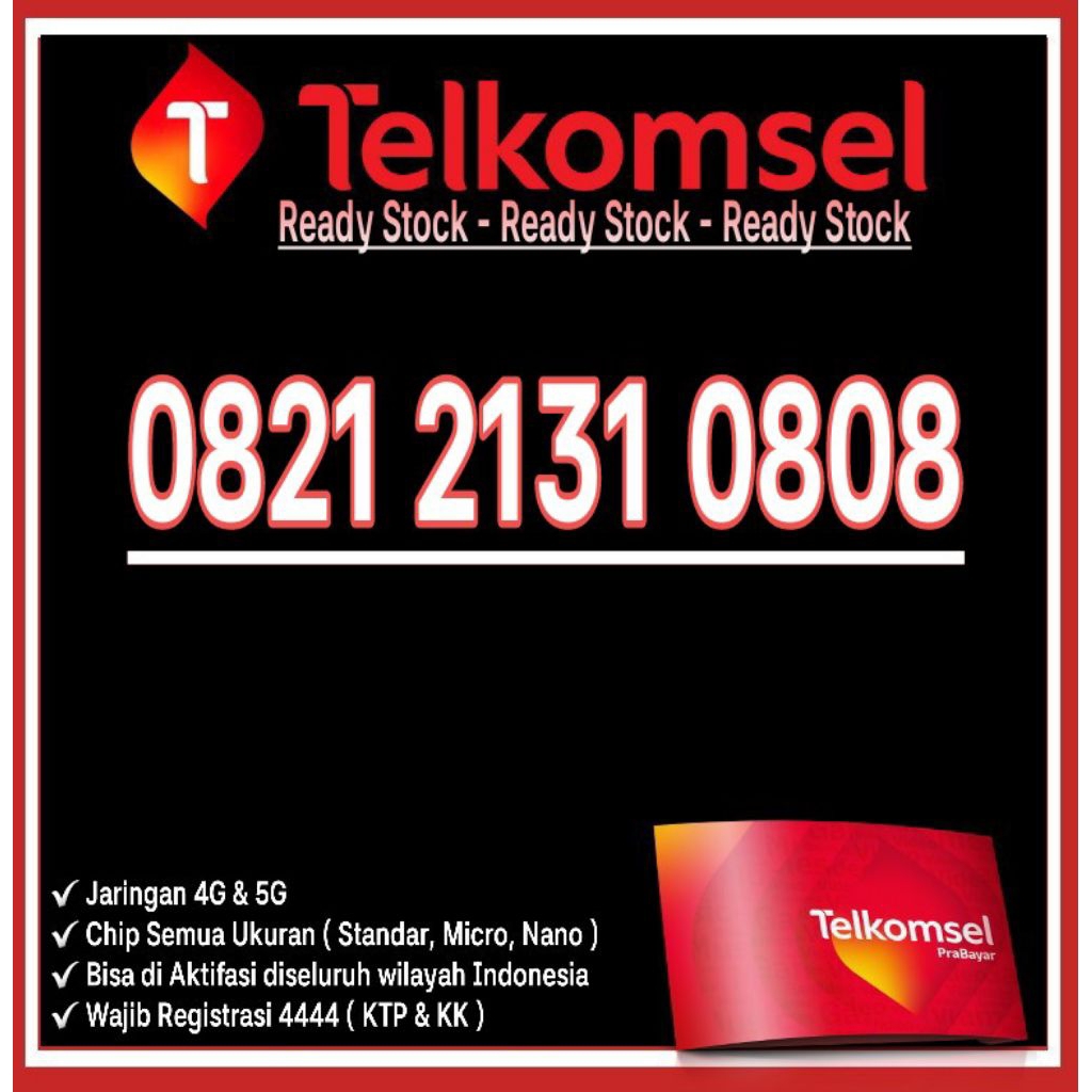NOMOR CANTIK TELKOMSEL SIMPATI 4G 5G 0808 / O821 2131 0808